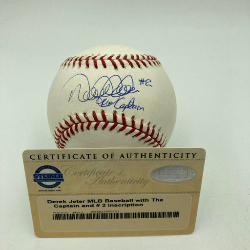 Derek Jeter "#2 The Captain" Signed Inscribed Major League Baseball Steiner COA