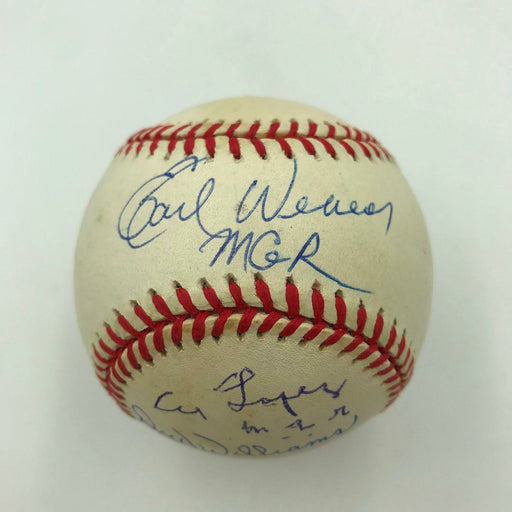 Earl Weaver Al Lopez Dick Williams Legendary HOF Managers Signed Baseball PSA