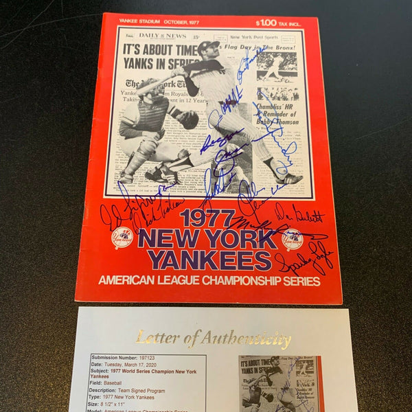 1977 New York Yankees World Series Champs Team Signed ALCS Program JSA COA