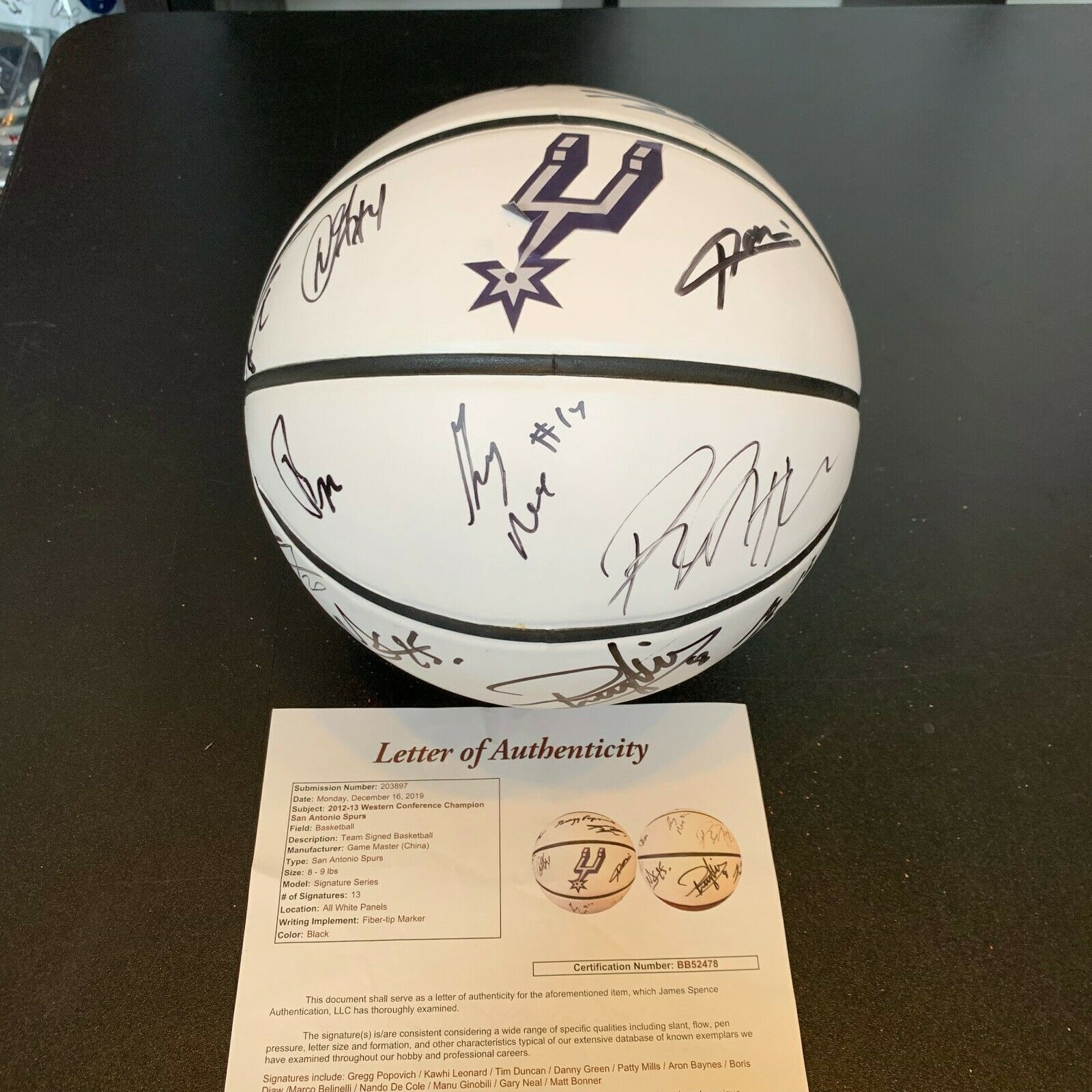 San Antonio Spurs Memorabilia, Autographed & Signed