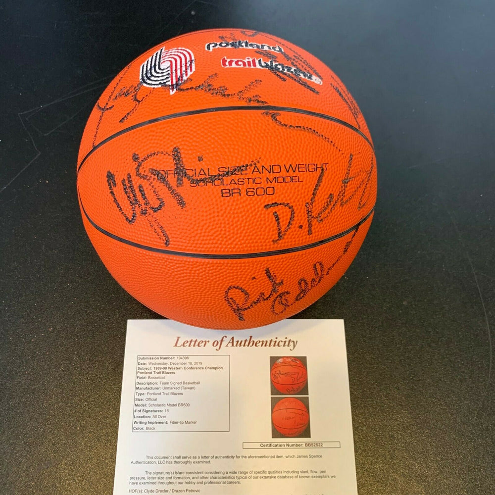 Drazen Petrovic Rookie 1989-90 Portland Trail Blazers Team Signed Basketball JSA