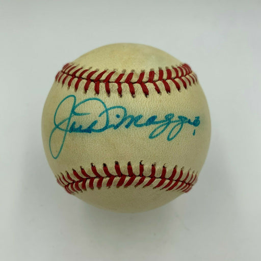 Joe Dimaggio Single Signed Vintage American League Lee Macphail Baseball