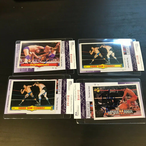 Lot Of (4) Tito Santana WWE Signed Autographed Wrestling Cards JSA COA
