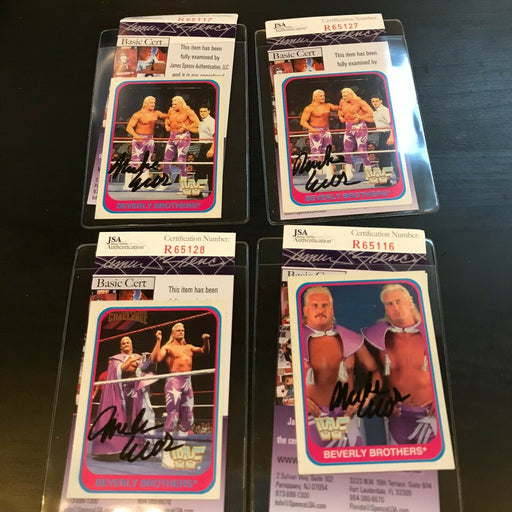 Lot Of (4) Mike Enos Beverly Brothers Signed Autographed Wrestling Cards JSA