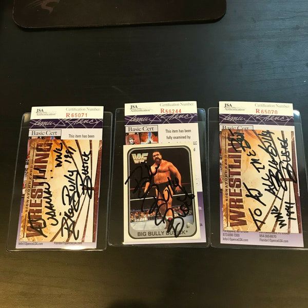 Lot Of (3) Big Bully Busick WWF Signed Autographed Wrestling Cards With JSA COA