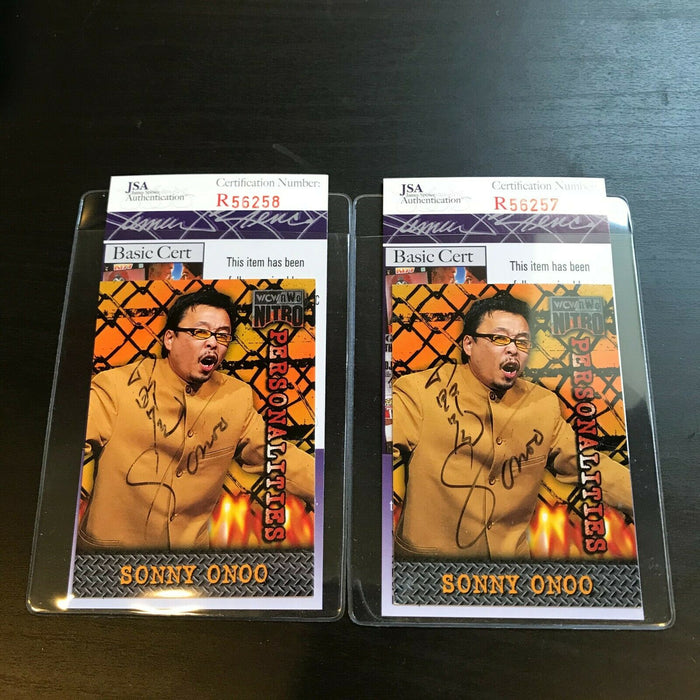 Lot Of (2) Sonny Onoo WWE Signed Autographed Wrestling Cards JSA COA