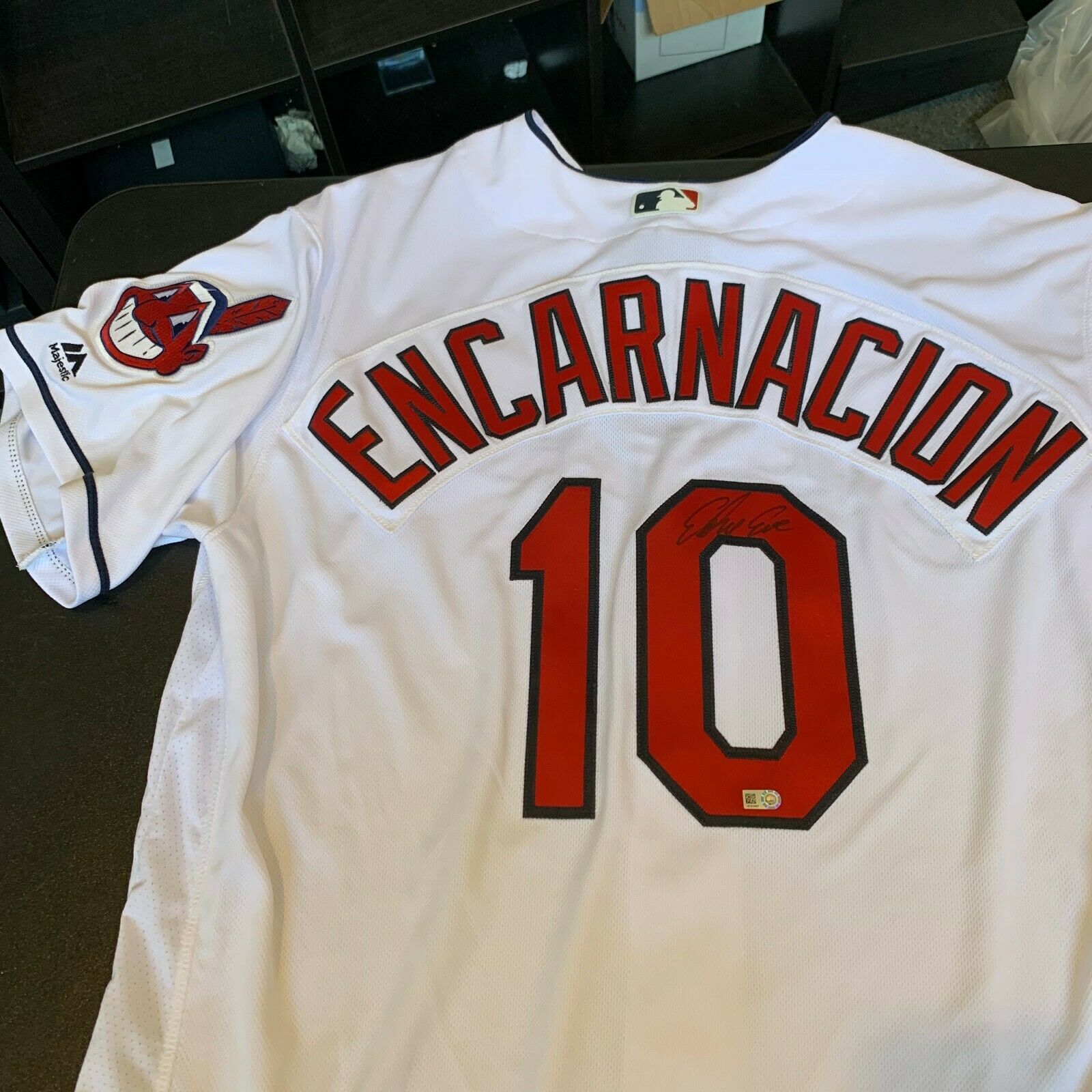 Edwin Encarnacion Signed Authentic Cleveland Indians Game Model Jersey Showpieces Sports