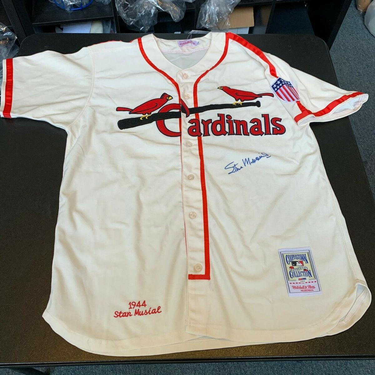 Stan Musial Autographed Cardinals Grey Mitchell & Ness Authentic Jersey -  PSA/DNA Authenticated