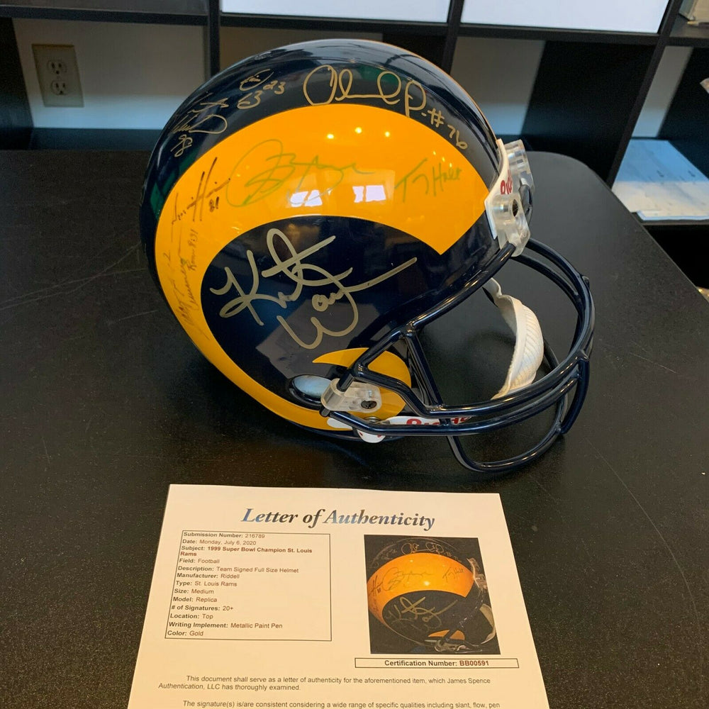 1999 - 2000 St. Louis Rams Super Bowls Champs Team Signed Full Size Helmet JSA