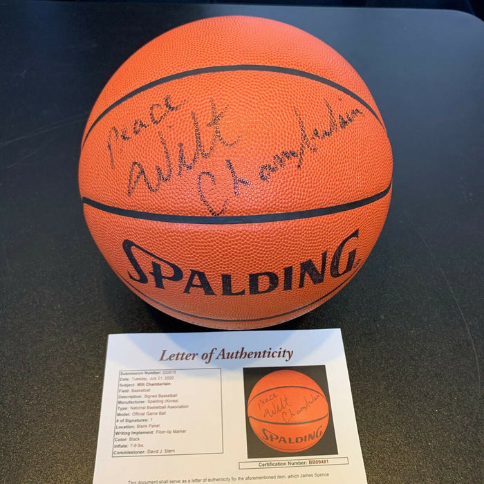 Rare Wilt Chamberlain "Peace" Signed Spalding NBA Official Game Basketball JSA