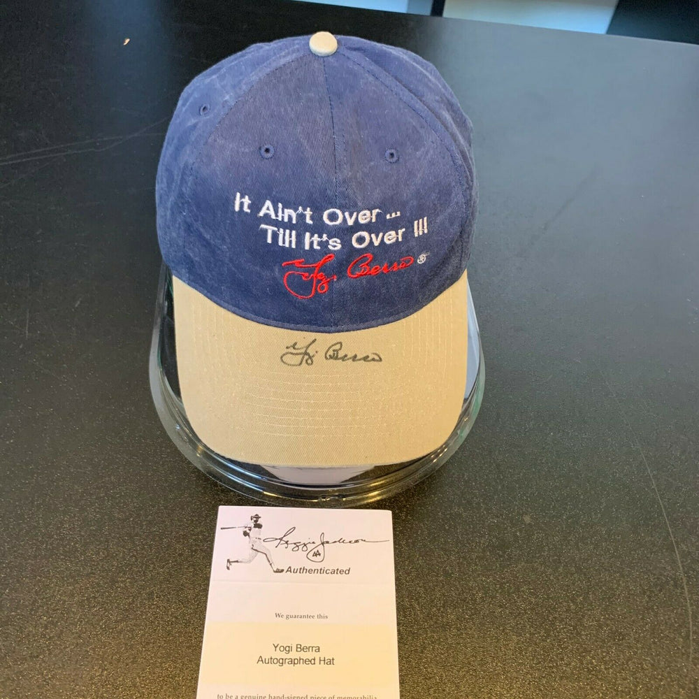 Rare Yogi Berra Signed "It Ain't Over Till It's Over" Hat Cap With Reggie RJ COA