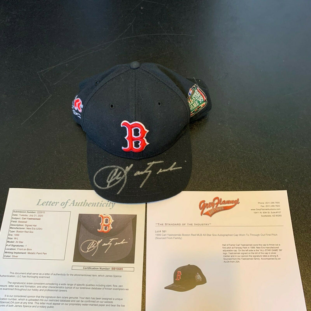 Carl Yastrzemski Signed 1999 First Pitch Game Used All Star Game Hat J —  Showpieces Sports