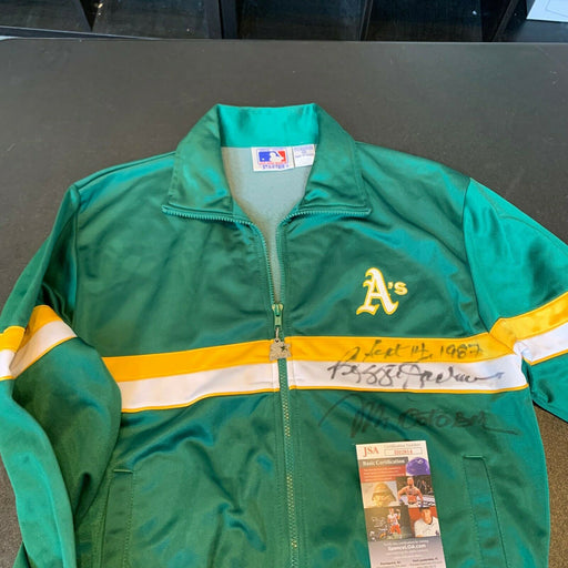 Reggie Jackson Signed Inscribed 1987 Oakland A's Authentic Jacket With JSA COA