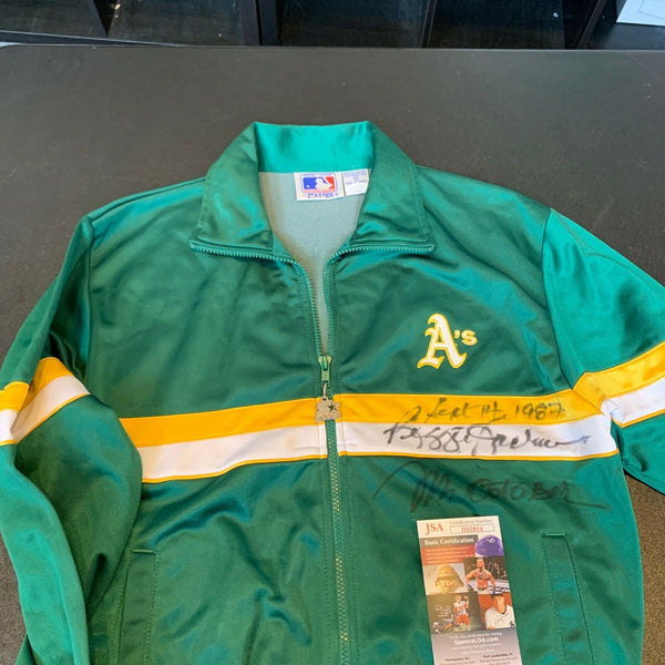 Reggie Jackson Signed Inscribed 1987 Oakland A's Authentic Jacket With JSA COA