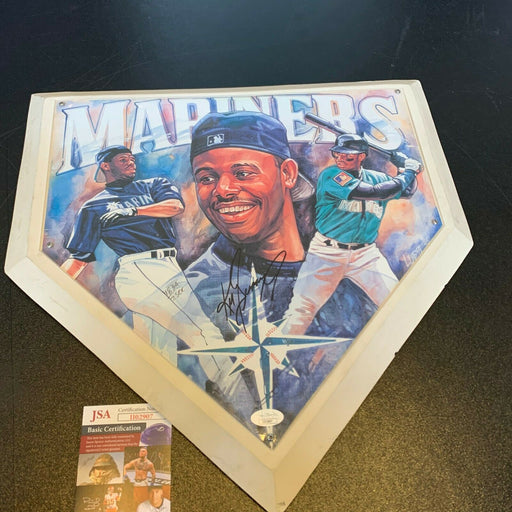 Nice Ken Griffey Jr. Signed Full Size Home Plate Art With JSA COA Mariners