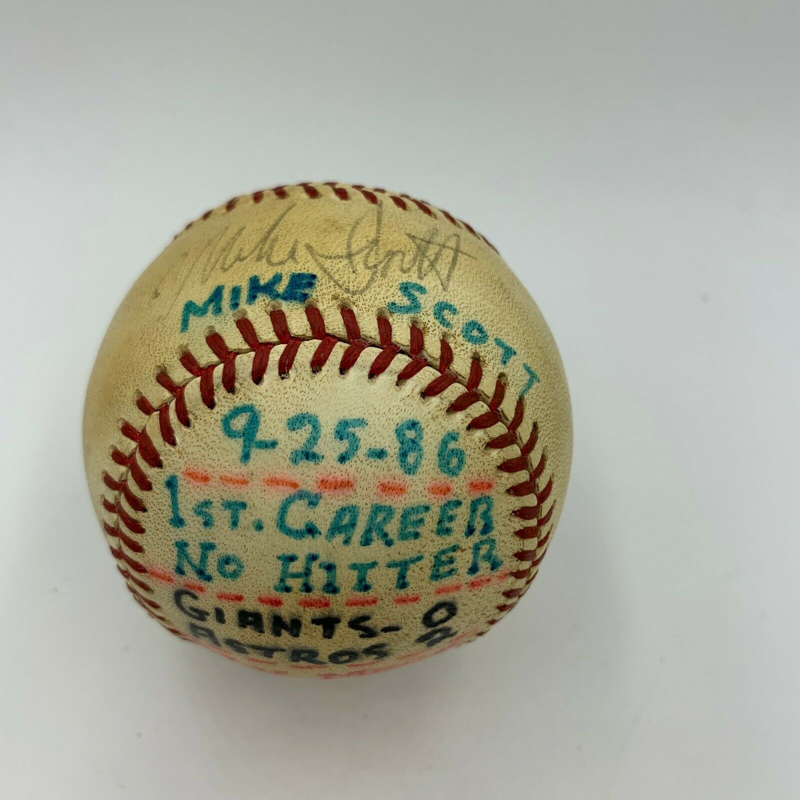 Mike Scott No Hitter Signed Game Used Baseball From 9-25-1986 JSA