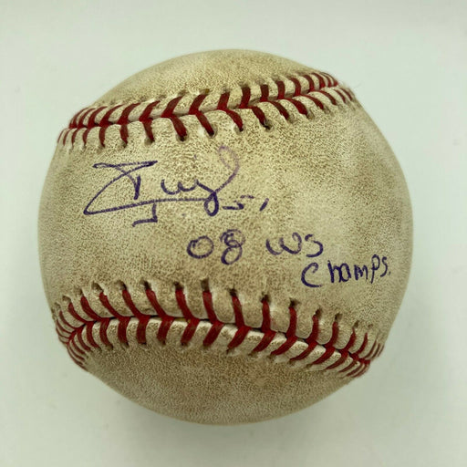 Carlos Ruiz 2008 World Series Champs Signed Game Used Baseball JSA & MLB Holo
