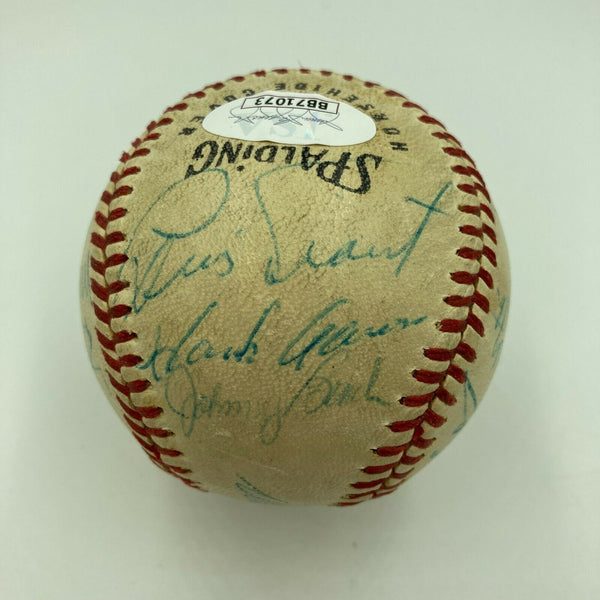 Hank Aaron Gil Hodges 1960's Baseball Writers Dinner HOF Signed Baseball JSA COA