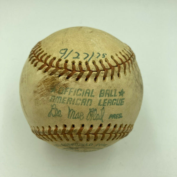 Vintage Milwaukee County Stadium Game Used AL Baseball From 9-27-75 Braves