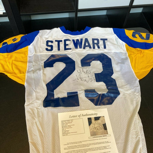 Michael Stewart Signed 1987 Rookie Game Used Los Angeles Rams Jersey JSA COA