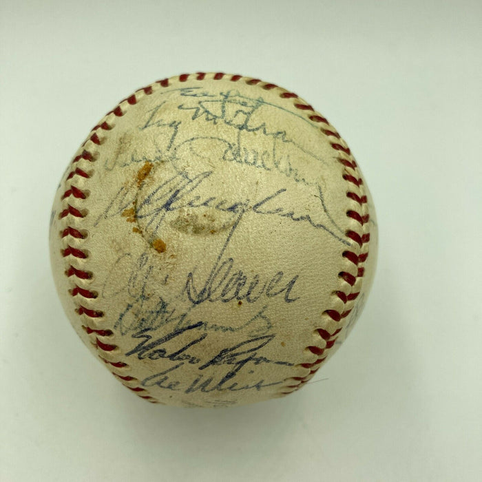 Vintage 1969 Mets W.S. Champs Team Signed Baseball Nolan Ryan Tom Seaver JSA COA