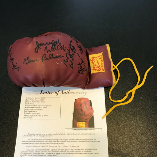 Jersey Joe Walcott Emile Griffith Fullmer Willie Pep Signed Boxing Glove JSA COA