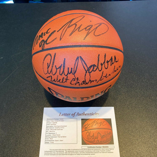 Wilt Chamberlain Kareem Abdul Jabbar Dr. J Magic Johnson Signed Basketball JSA