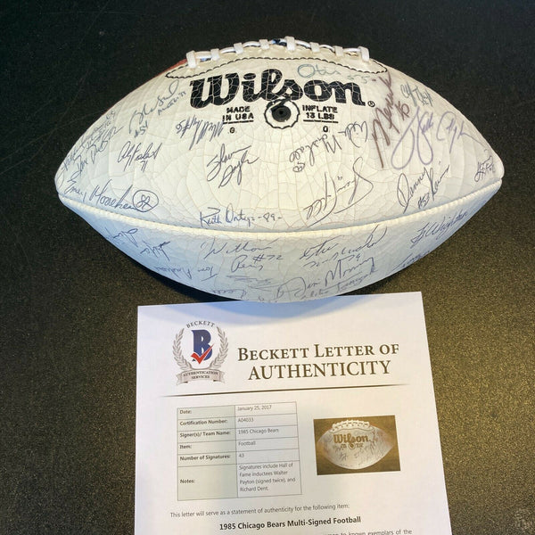 1985 Super Bowl Champs Chicago Bears Team Signed Football Walter Payton Beckett