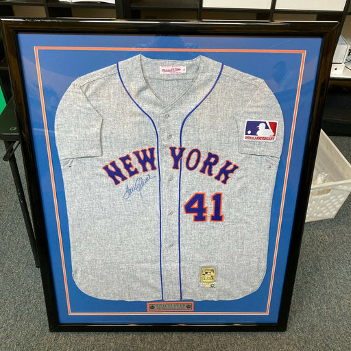 Beautiful Tom Seaver Signed New York Mets Mitchell & Ness Jersey Framed Steiner
