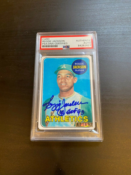 1969 Topps Reggie Jackson RC Signed Porcelain Baseball Card PSA DNA "HOF 1993"