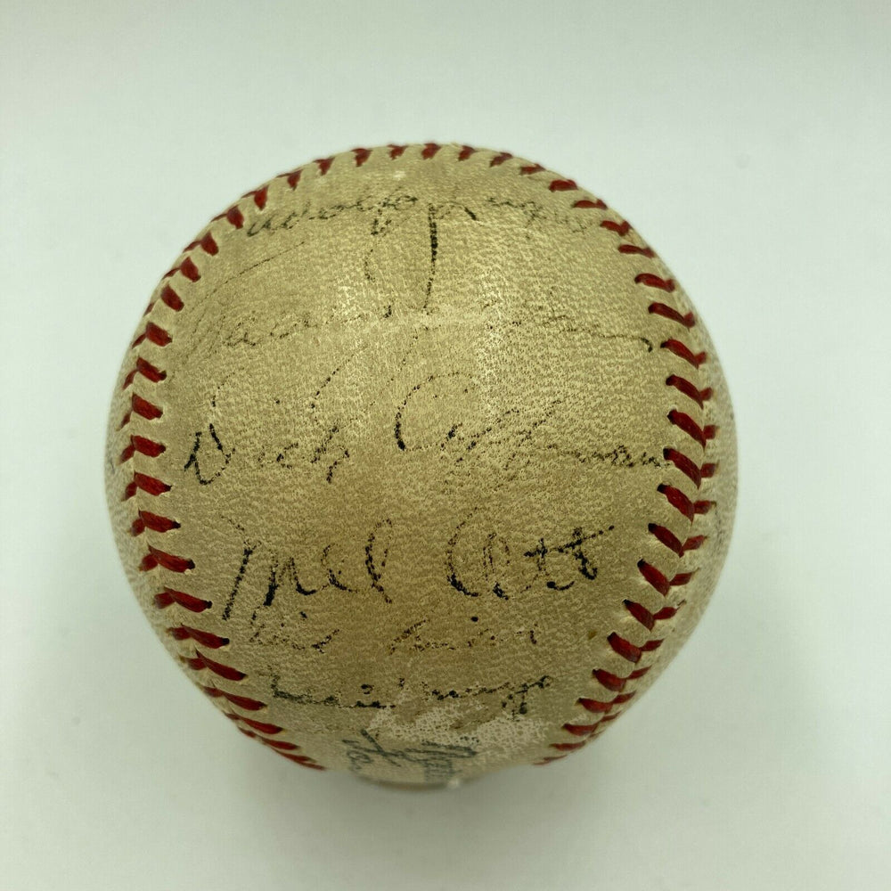 1936 New York Giants NL Champs Team Signed Baseball With Mel Ott JSA COA