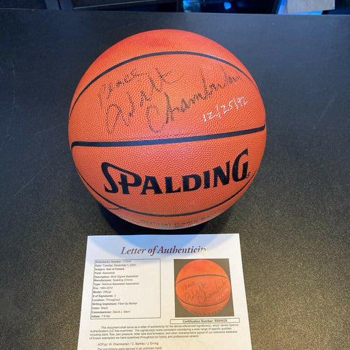 Wilt Chamberlain Dr. J Charles Barkley Philadelphia 76ers Signed Basketball JSA