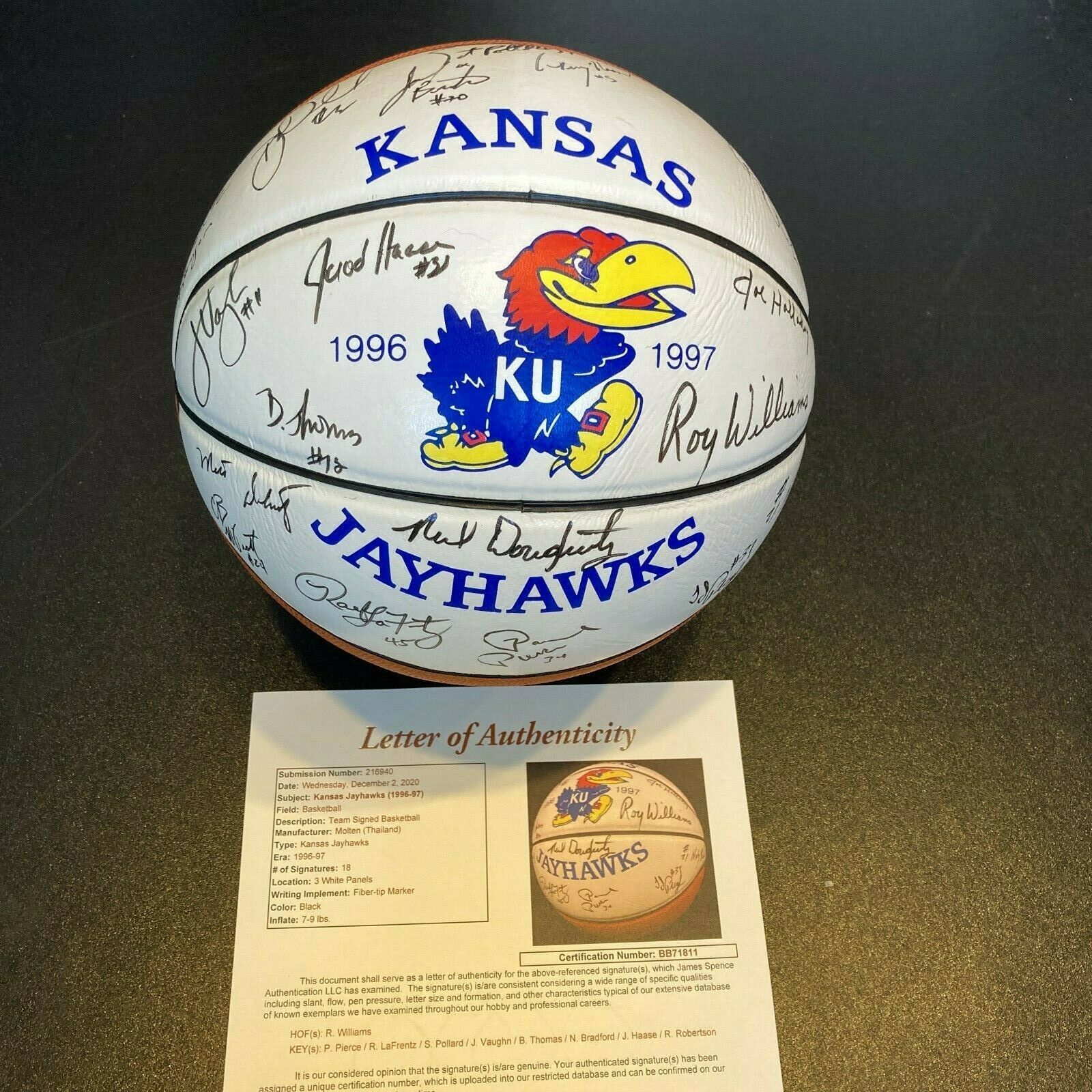 Drew Gooden signed Adidas Kansas Jayhawks Logo Basketball JSA orders COA