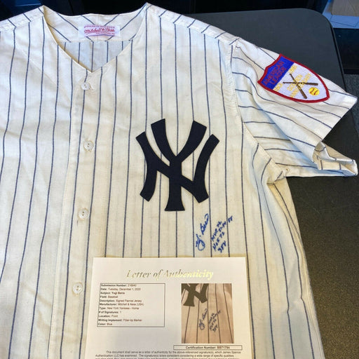 Yogi Berra Signed Heavily Inscribed New York Yankees Mitchell & Ness Jersey JSA