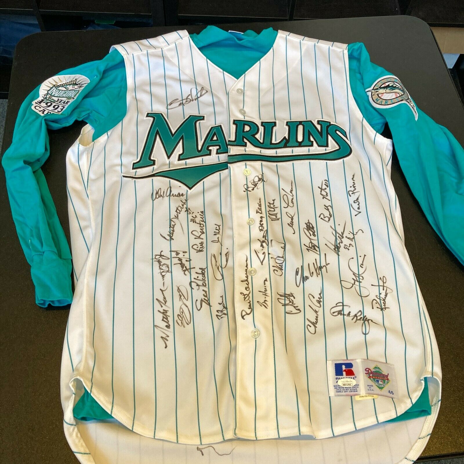 1993 Florida Marlins Inaugural Season Team Signed Sheffield Game Used  Jersey JSA