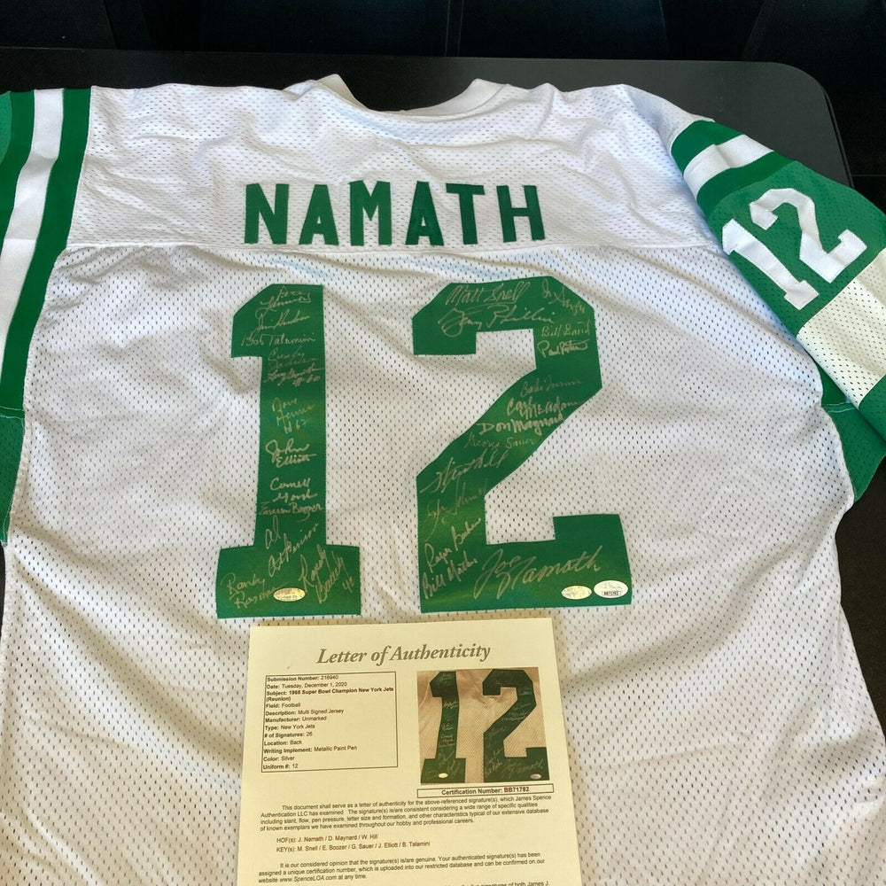 1968 New York Jets Super Bowl Champs Team Signed Joe Namath Jersey With JSA COA