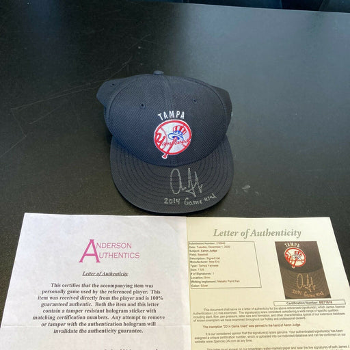 Aaron Judge Pre Rookie 2014 Game Used Signed NY Yankees Minor League Hat JSA COA