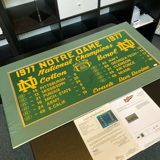Joe Montana's Personal 1977 Notre Dame National Champions Signed Banner JSA COA