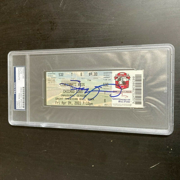 Sammy Sosa Signed 500th Career Home Run Full Ticket April 4, 2003 PSA DNA COA