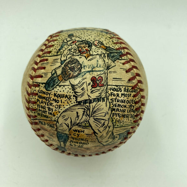 Beautiful Sandy Koufax 1965 World Series Hand Painted George Sosnak Baseball JSA