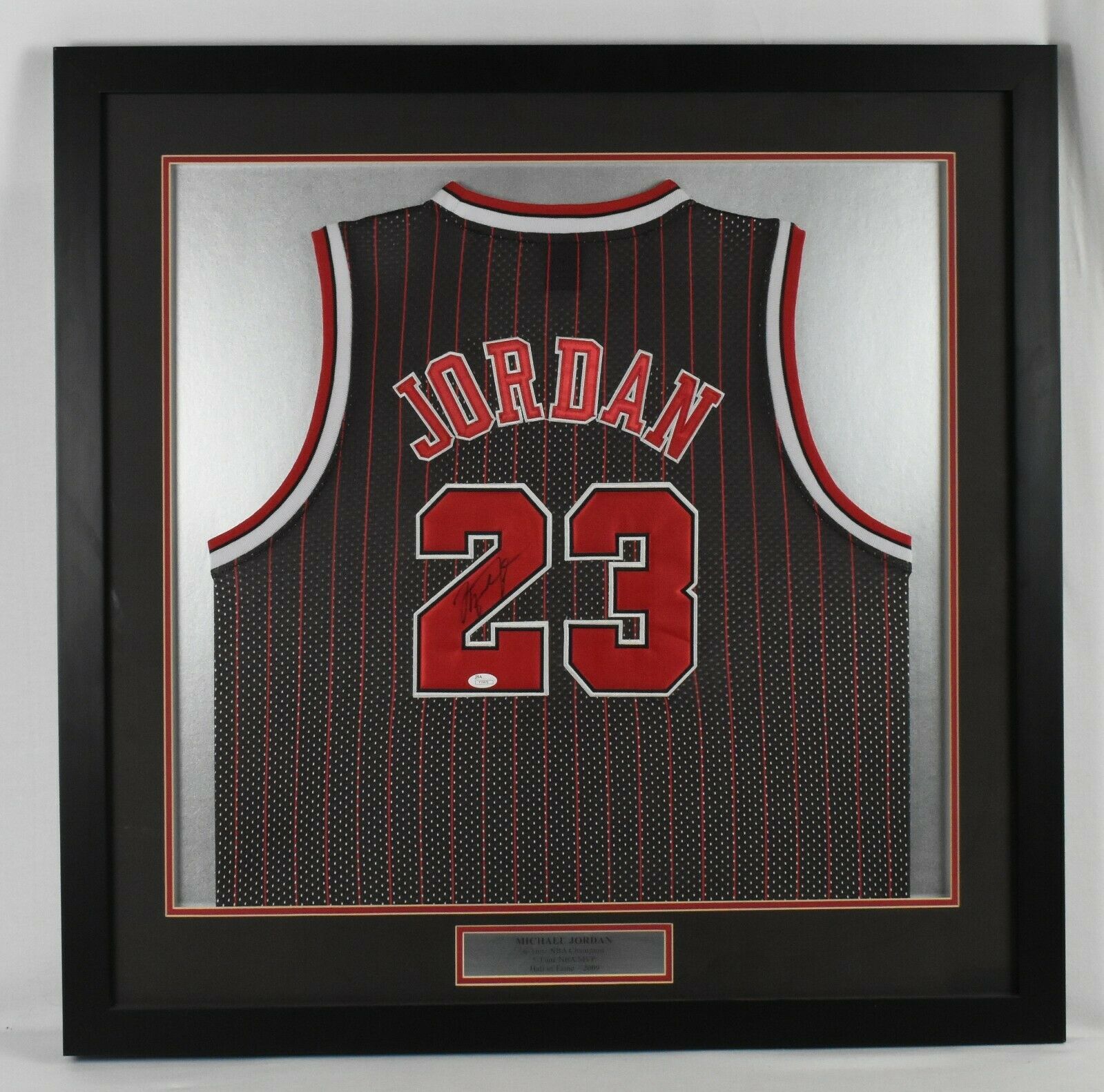 Michael Jordan signed jersey Glass With Black Frame With Authentic Cert