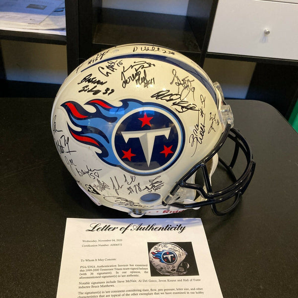 1999 Tennessee Titans AFC Champs Team Signed Game Helmet Steve McNair — Showpieces Sports