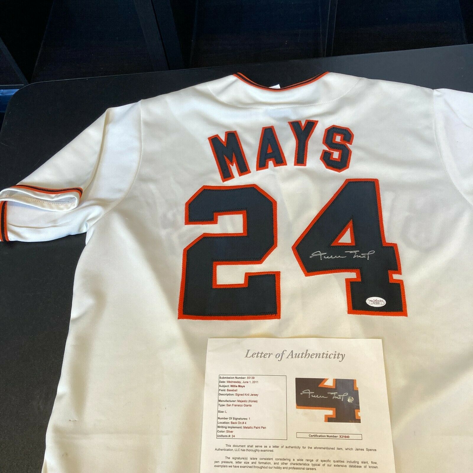 Willie Mays Signed Authentic Majestic San Francisco Giants Jersey With JSA  COA