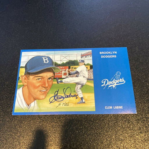 Clem Labine Signed Autographed Vintage Brooklyn Dodgers Postcard