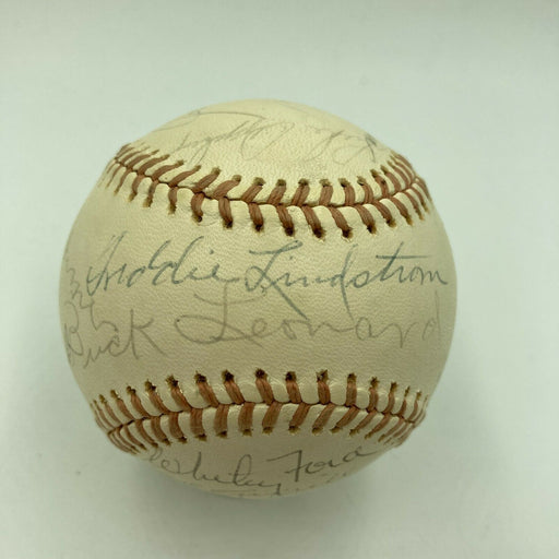 Cal Hubbard Freddie Lindstrom Averill Coveleski Waner HOF Signed Baseball JSA