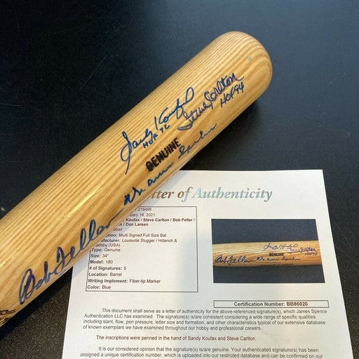 Sandy Koufax HOF 1972 No Hitter Pitchers Multi Signed Baseball Bat With JSA COA