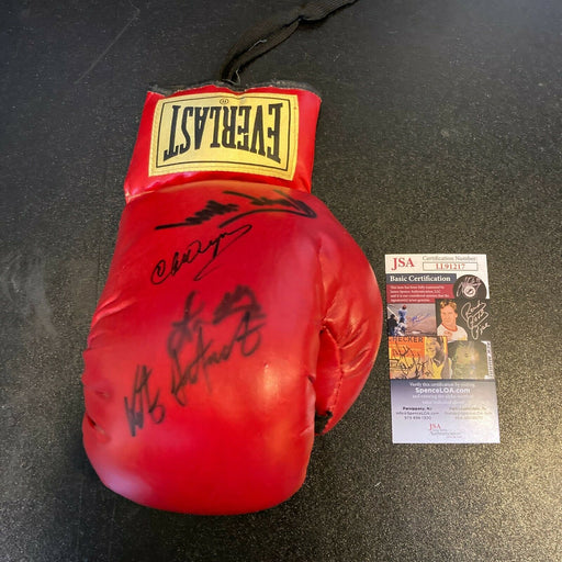 Vito Antuofermo, Chuck Wepner, Mills Lane Signed Boxing Glove JSA COA Rocky