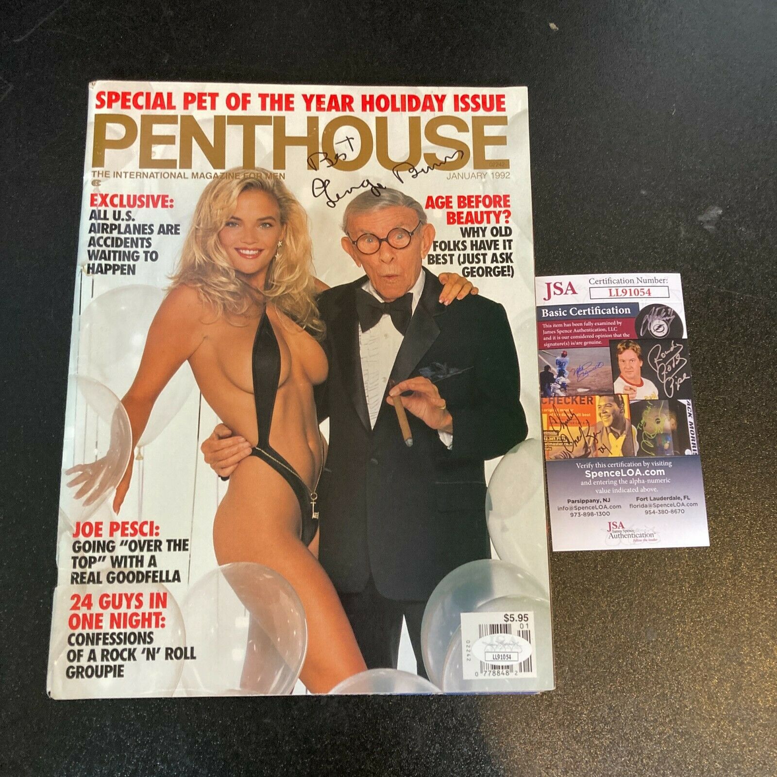 George Burns Signed Autographed 1992 Penthouse Magazine With JSA COA —  Showpieces Sports