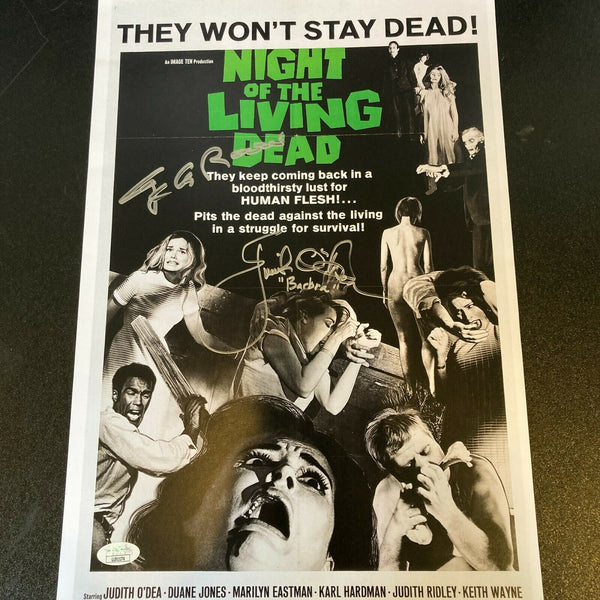 George Romero & Judith O'Dea Signed Night Of The Living Dead Poster JSA COA