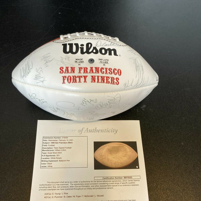 1995 San Francisco 49ers Team Signed Super Bowl XXIX Football Jerry Rice JSA